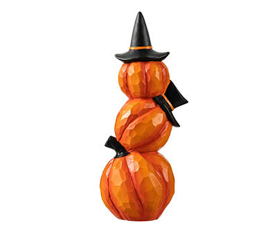 Witch Hat Pumpkin Stack Flashing LED Tabletop Decor