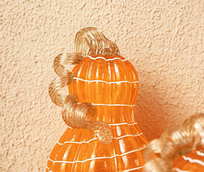 Orange & White Line 3-Piece Glass Pumpkin Set