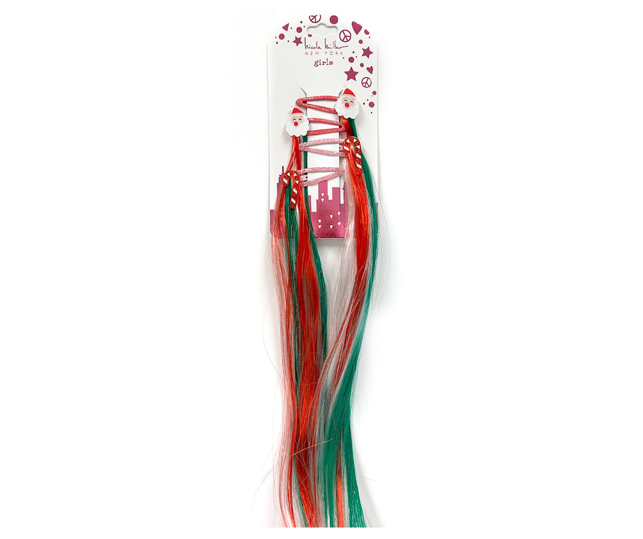 Enchante Nicole Miller Red & Green Holiday Hair Extension Clips, 4Pack
