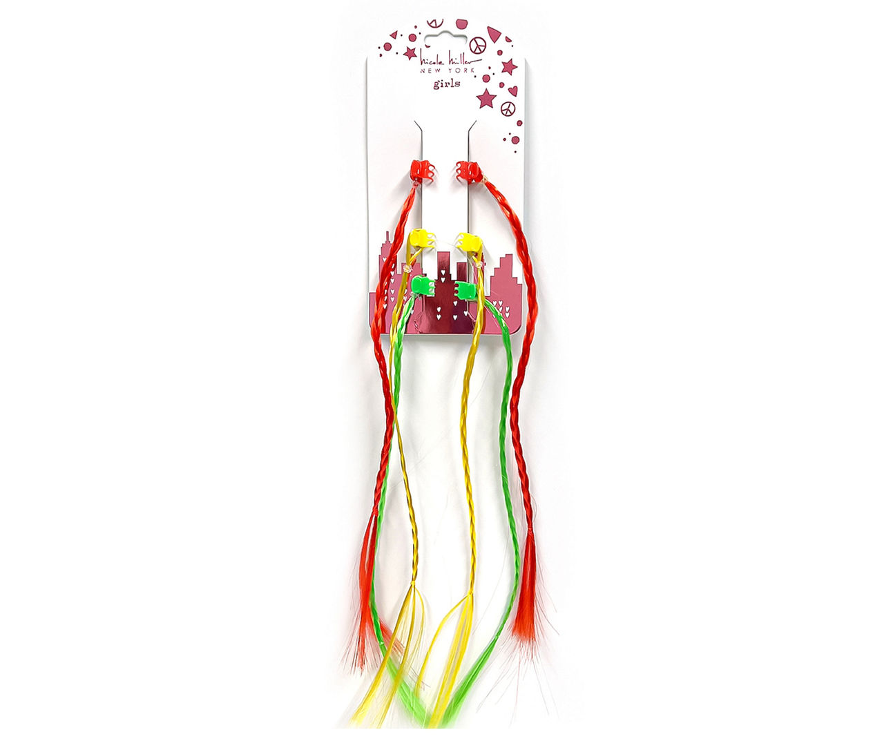 Enchante Nicole Miller Red, Yellow & Green Braided Hair Extension Clips