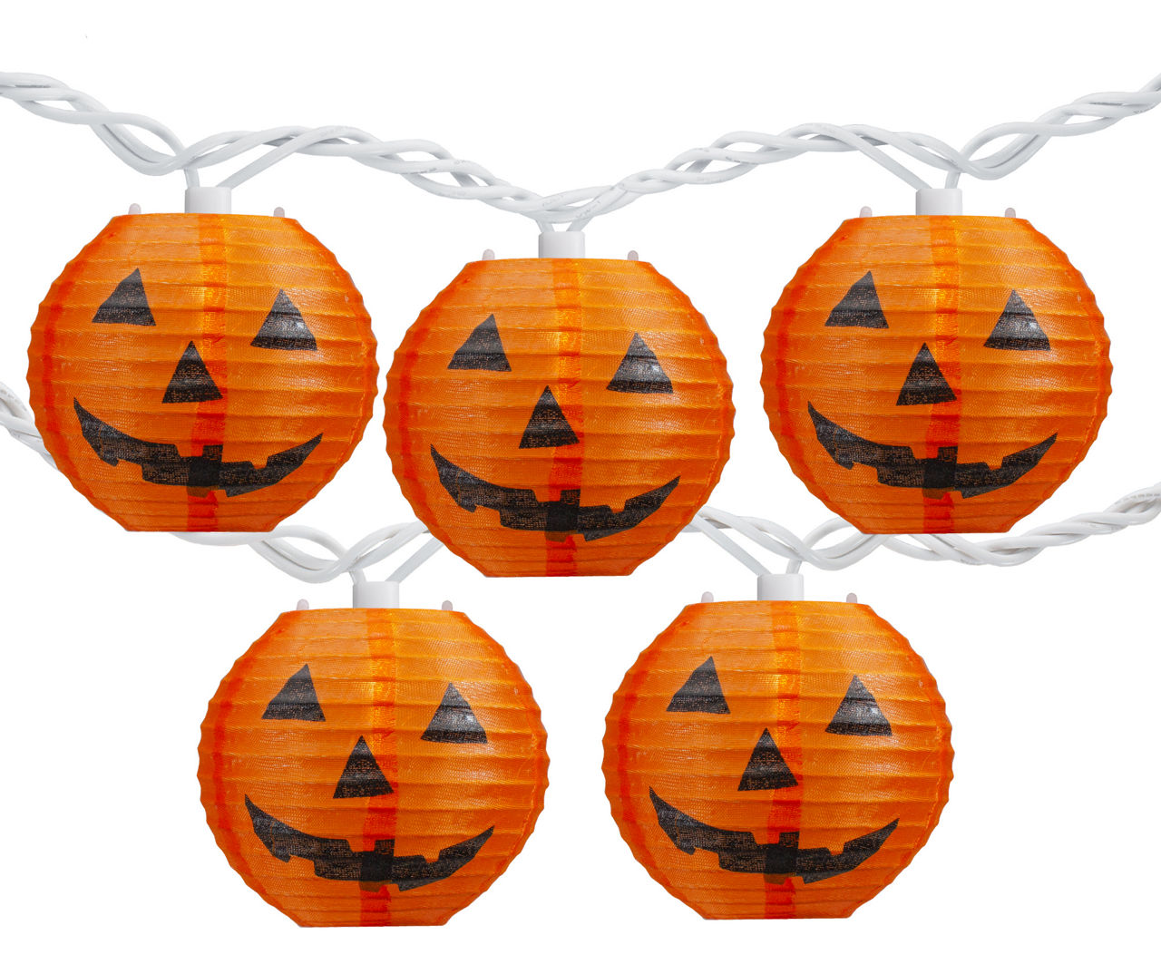Northlight Orange Jack O'Lantern Paper Lantern Light Set, 10Lights