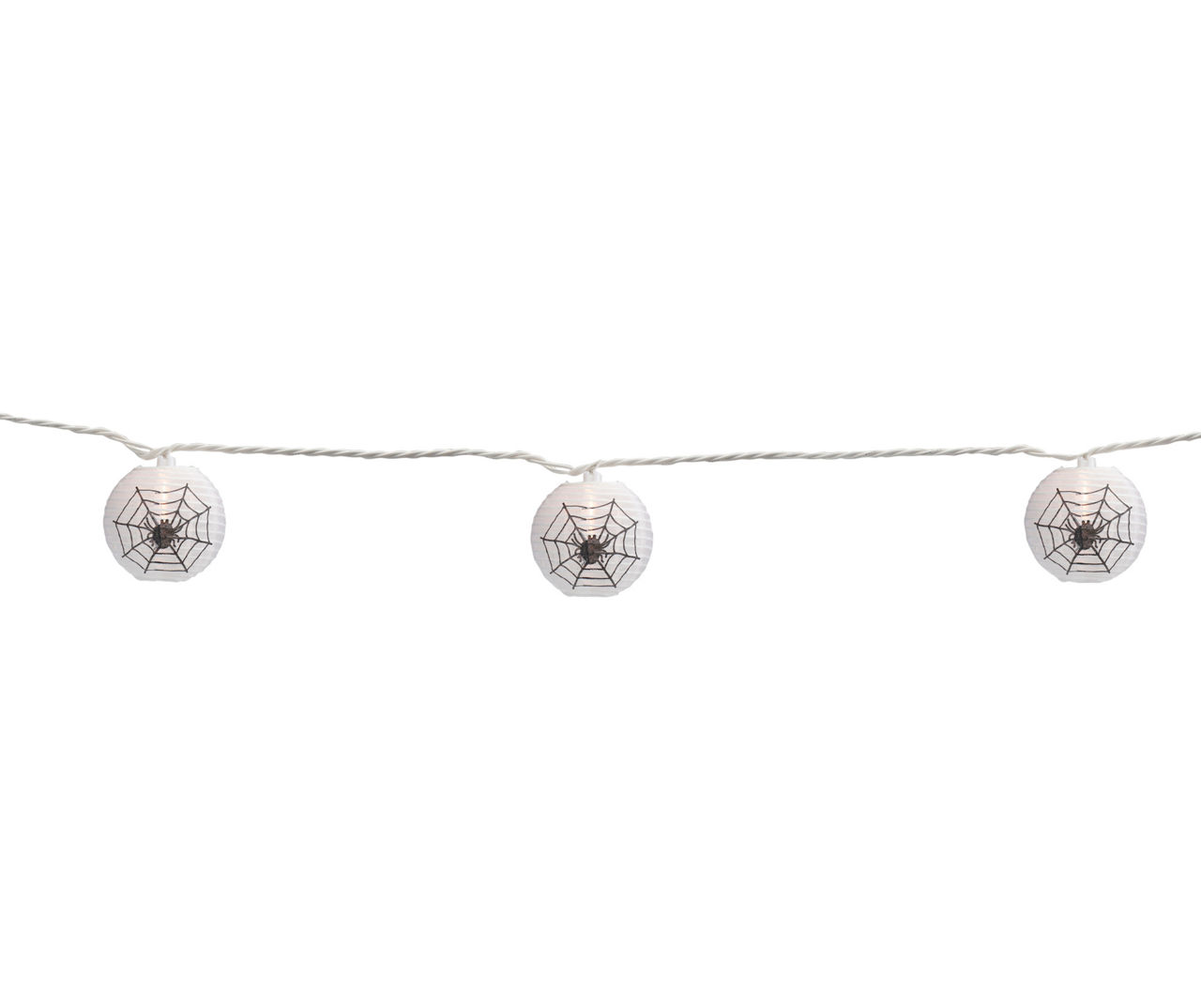 White Spider & Spider-Web Paper Lantern Light Set, 10-Lights
