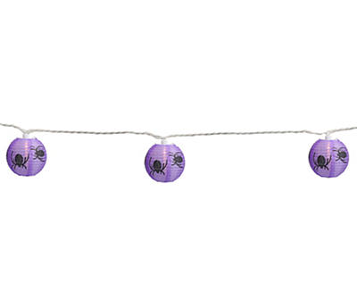 Purple Spider Paper Lantern Light Set, 10-Lights