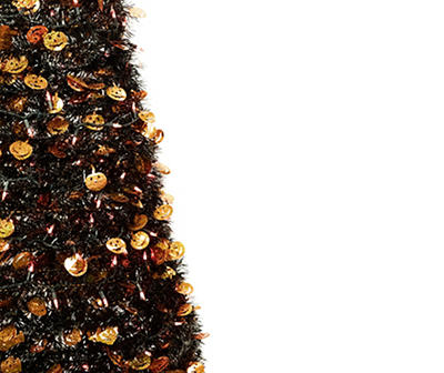 6' Black & Orange Pumpkin Pop-Up Artificial Tree