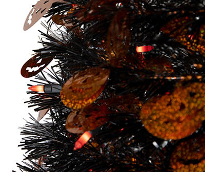 4' Black & Orange Pumpkin Pop-Up Artificial Tree