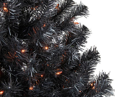 4' Black Nobile Spruce Pre-Lit Artificial Tree with Orange Lights