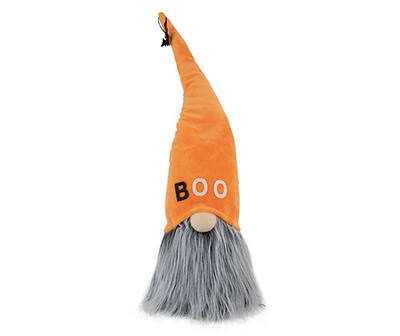 19.7" Boo Orange & Gray Gnome Plush Decor