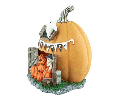 "Happy Halloween" Skeleton & Ghost Pumpkin LED Tabletop Decor