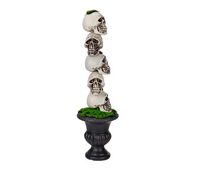 16" Skull Tower Topiary in Urn