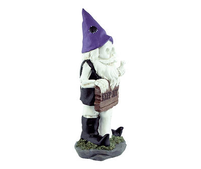 "Keep Out" Skeleton Gnome Tabletop Decor