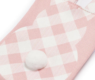 Pink Gingham Bunny Fabric Utensil Holder