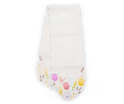 Ivory & Pastel Floral Shaped Table Runner