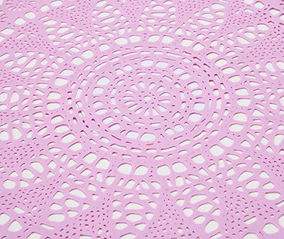 Lilac Crochet-Style Cutout Round Vinyl Placemat
