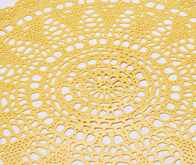Yellow Crochet-Style Cutout Round Vinyl Placemat