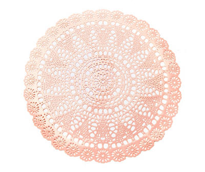 Pink Crochet-Style Cutout Round Vinyl Placemat