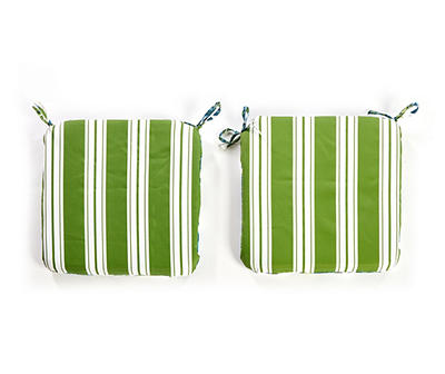 Palm Leaf & Stripe Reversible Outdoor Seat Pads, 2-Pack