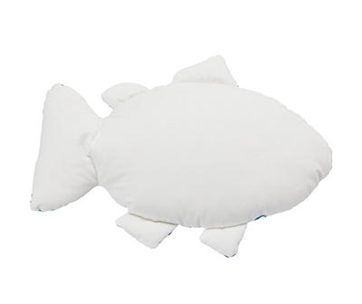 Blue & White Fish Shaped Throw Pillow