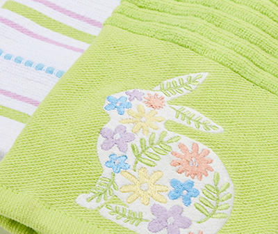 Lettuce Green Floral Bunny 2-Piece Kitchen Towel Set
