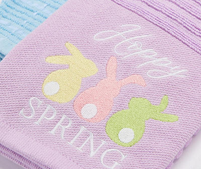 "Hoppy Spring" Orchid Bloom & Blue 2-Piece Kitchen Towel Set