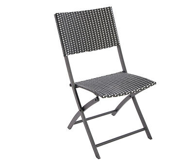 Amanda Black & White Wicker Outdoor Folding Chair