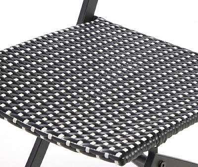 Amanda Black & White Wicker Outdoor Folding Chair