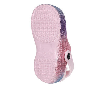 Toddler M Pink & Purple Glitter Ombre Faux Fur-Lined Clog