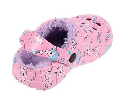 Toddler S Pink & Purple Unicorn Faux Fur-Lined Clog