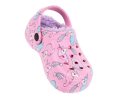 Toddler S Pink & Purple Unicorn Faux Fur-Lined Clog