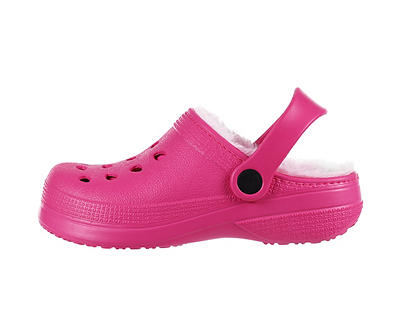 Kids S Bright Pink Faux Fur-Lined Clog