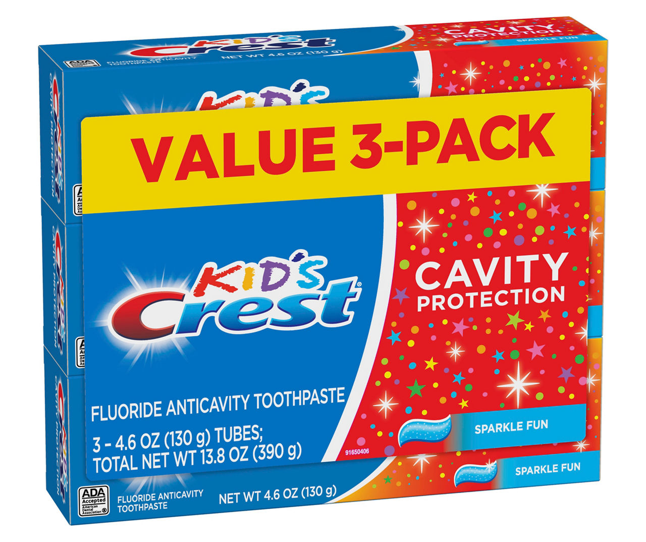 Kids Sparkle Fun Cavity Protection Toothpaste, 3-Pack