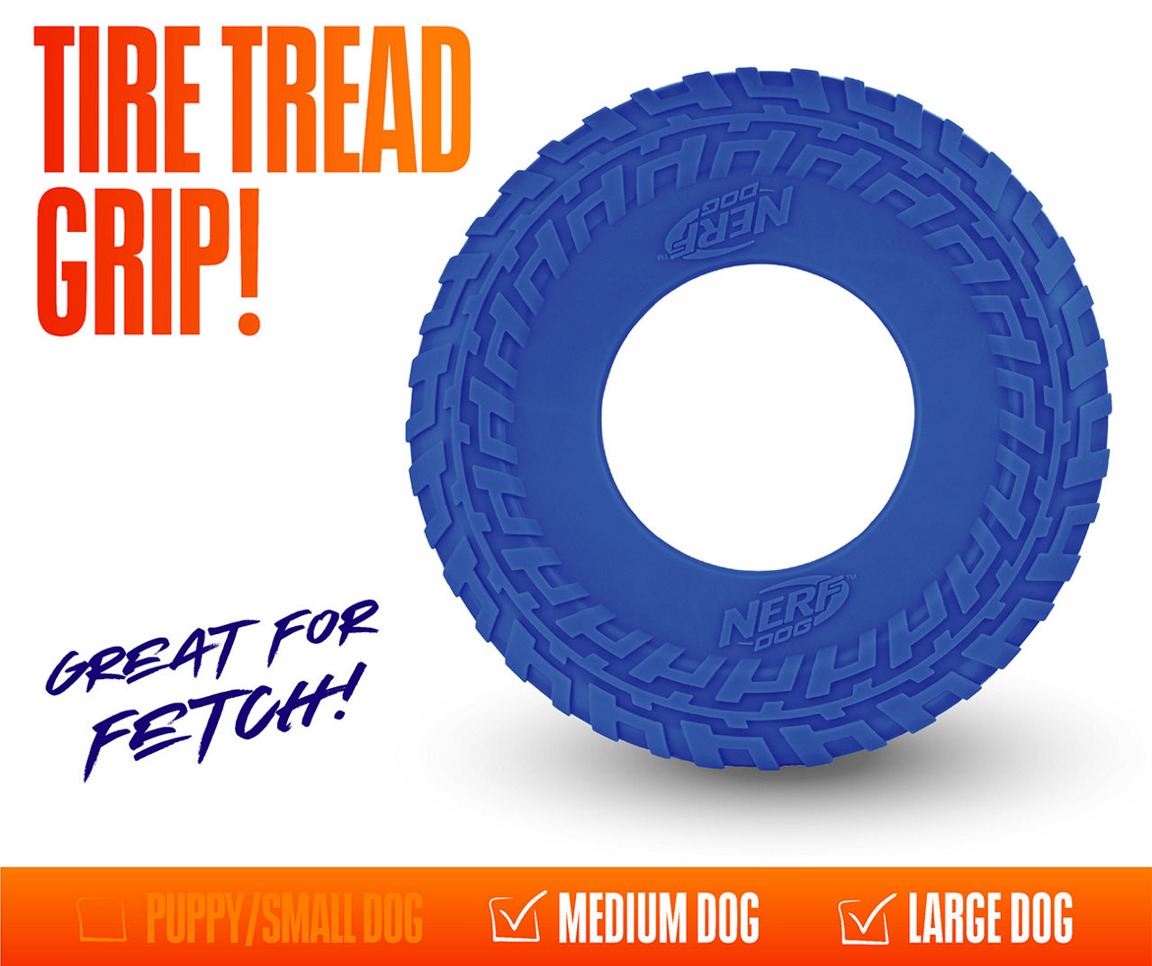 Nerf Dog Feeder Tire Dog Toy, Blue/Red, 2 count