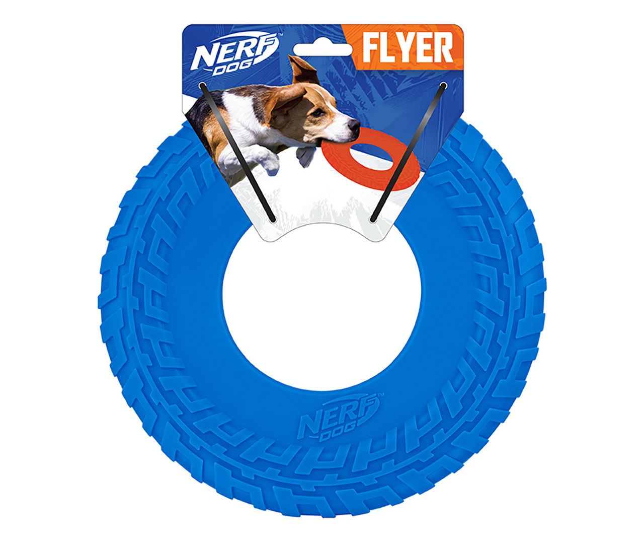 Nerf Dog Feeder Tire Dog Toy, Blue/Red, 2 count