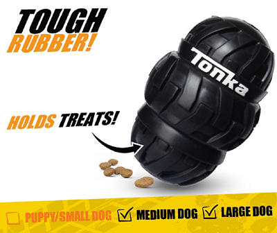Black Tonka Tire Tri-Stack Treat Feeder Dog Toy