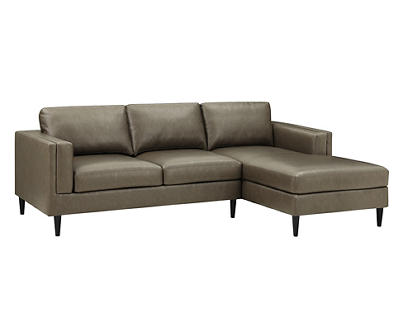 Drexel Marley Brown Faux Leather Sofa Chaise