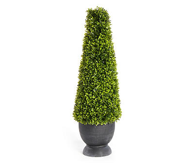 36" LED Cone Topiary in Black Fiberglass Pot