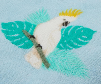 Tropicoastal Blue & White Cockatoo Fleece Throw, (50" x 60")