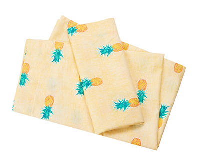 Tropicoastal Yellow & Green Pineapple King 4-Piece Sheet Set