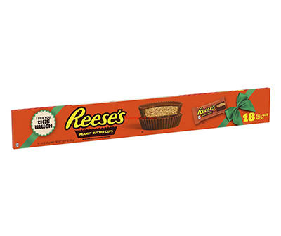 REESE'S Milk Chocolate Peanut Butter Cups, Christmas Candy Packs, 1.5 oz (18 Count)