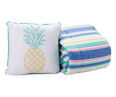 Tropicoastal Blue & Green Stripe King 4-Piece Comforter Set