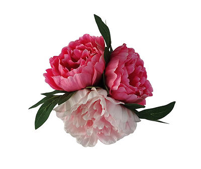 Artificial Pink Peonies in White Planter
