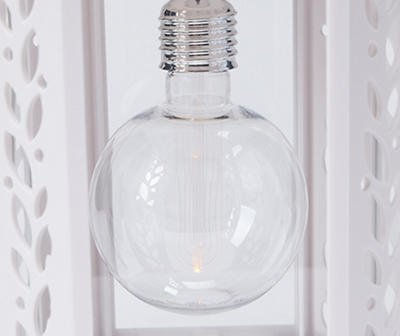 12.5" White Leaf Cut-Out LED Edison Lantern