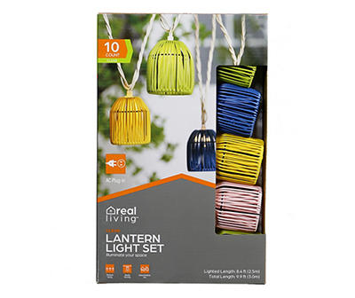 Multi-Color Rattan Lantern Light Set, 10-Lights