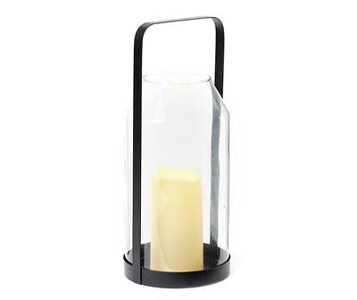 Glass & Metal LED Pillar Candle Lantern