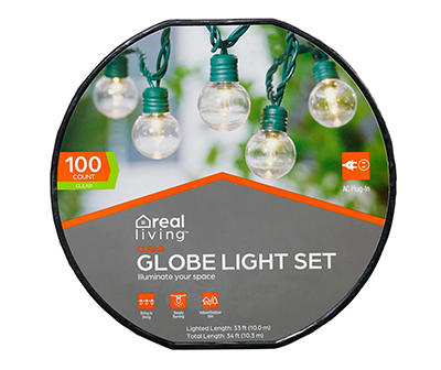 Clear Globe Light Wheel Set with Green Wire, 100-Lights