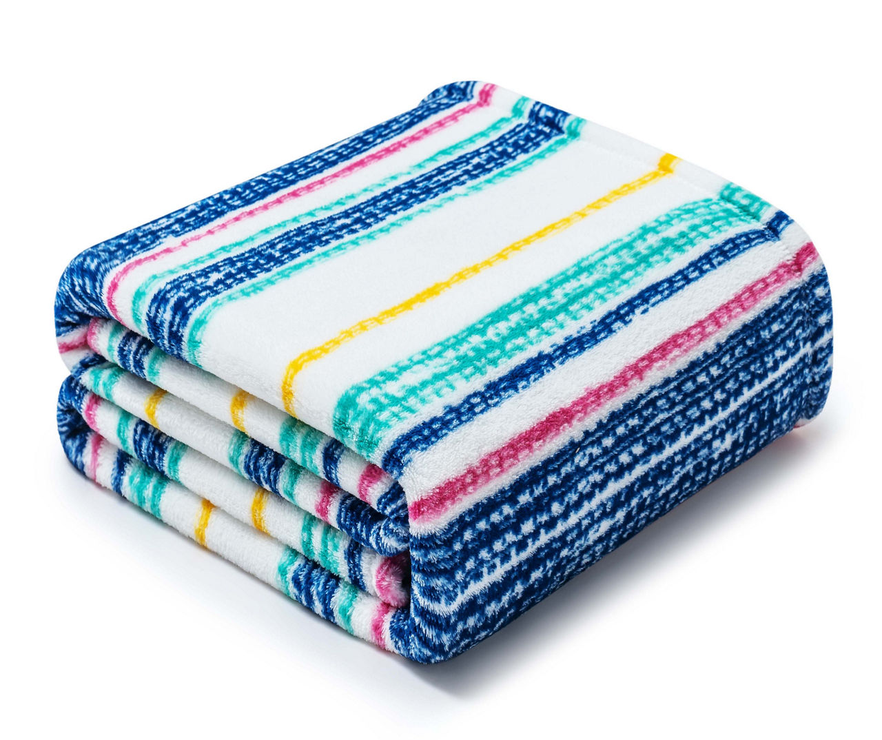 Real Living Tropicoastal White & MultiColor Stripe Fleece Throw, (50