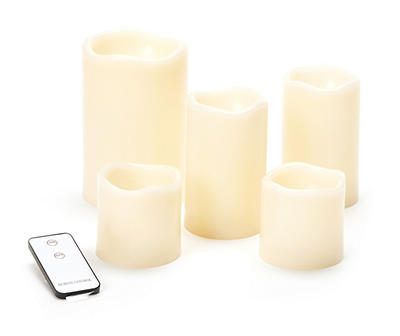 Ivory 5-Piece LED Pillar Candle Set with Remote