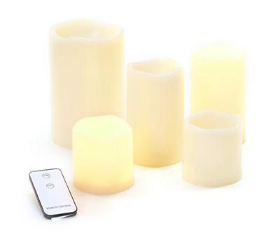 Ivory 5-Piece LED Pillar Candle Set with Remote