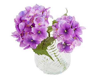 Artificial Purple Bouquet in Glass Vase