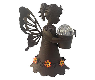14.1" Butterfly Girl & Planter LED Solar Ball Garden Decor