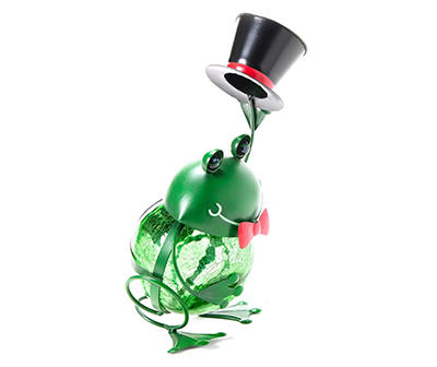 11.8" Top Hat Frog LED Solar Crackle Ball Garden Decor